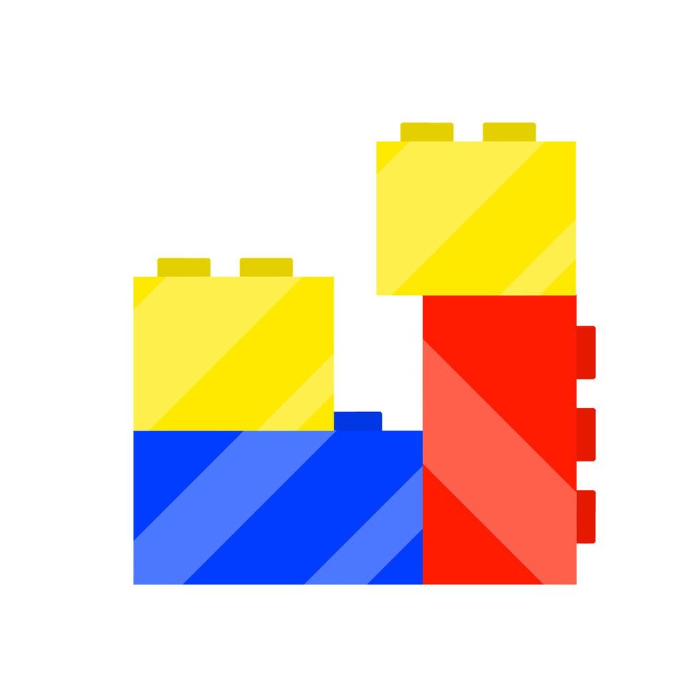 heldere kubussenbouwer. rode, blauwe en gele geometrische vierkante vorm. vector