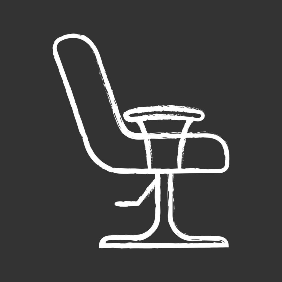 salon fauteuil glyph pictogram. comfortabele fauteuil. kappers apparatuur. meubelen voor schoonheidssalons. kappers fauteuil. silhouet symbool. negatieve ruimte. vector geïsoleerde illustratie
