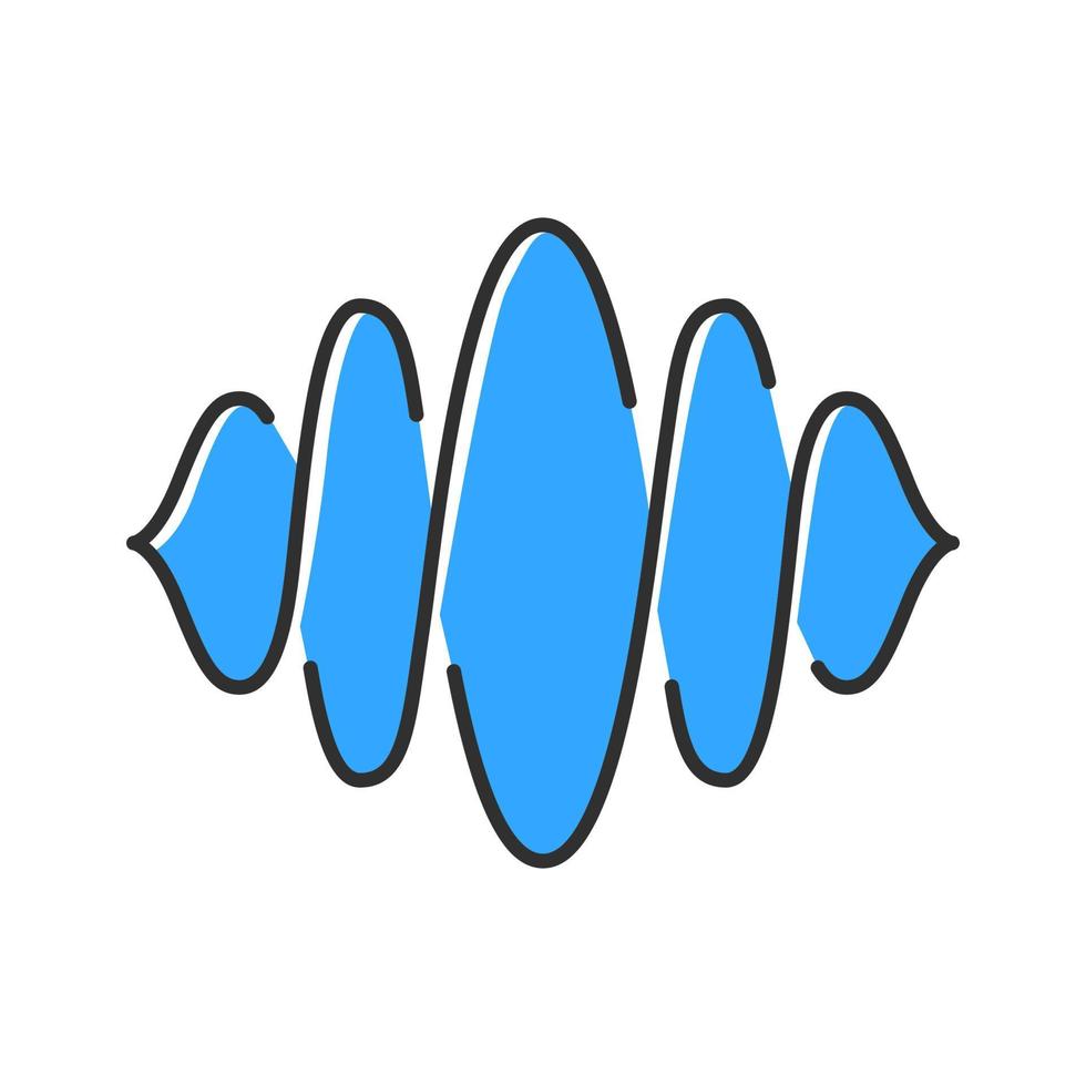 abstracte soundwave kleur pictogram. geluid, audiogolf blauwe curven. spraakopname, trillingen, geluidsniveau. muziekritme, volumegolfvorm. amplitude van de energiestroom. geïsoleerde vectorillustratie vector
