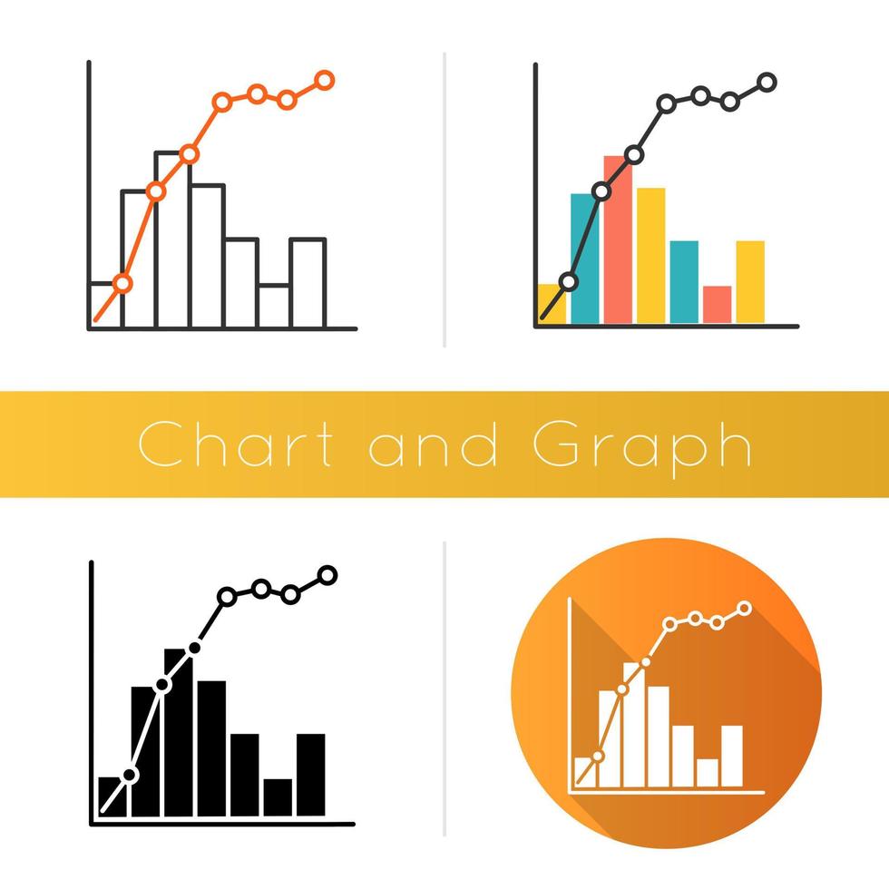 pareto kromme icoon. informatiekaart en grafiek. 80-20 regel visualisatie. sociale welvaartsverdeling. bedrijfsdiagram. plat ontwerp, lineaire en kleurstijlen. geïsoleerde vectorillustraties vector