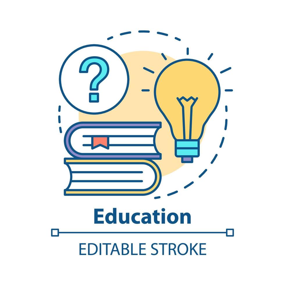 onderwijs concept icoon. kennis en wijsheid idee dunne lijn illustratie. boeken lezen, oplossingen, antwoorden zoeken. leren en studeren. vector geïsoleerde overzichtstekening. bewerkbare streek