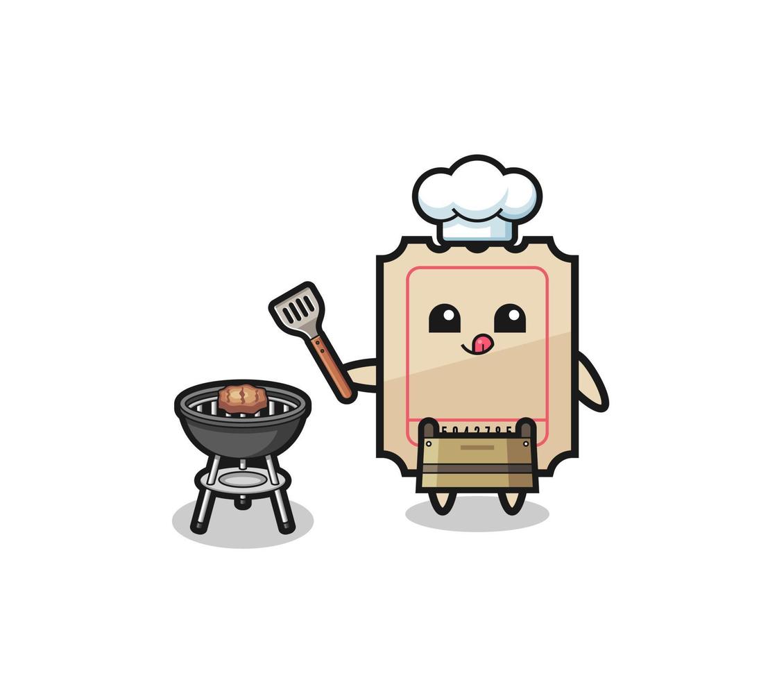 ticket barbecue chef met een grill vector