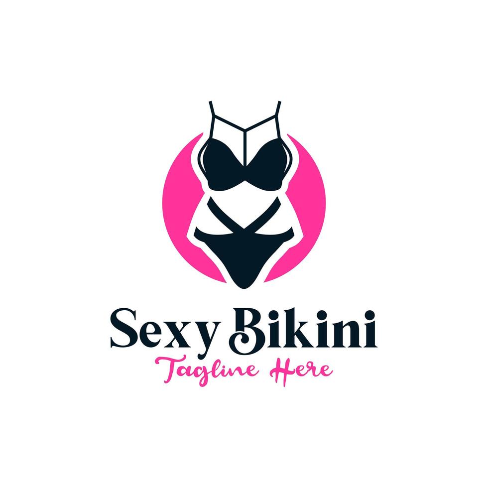 sexy bikini productie illustratie logo ontwerp vector