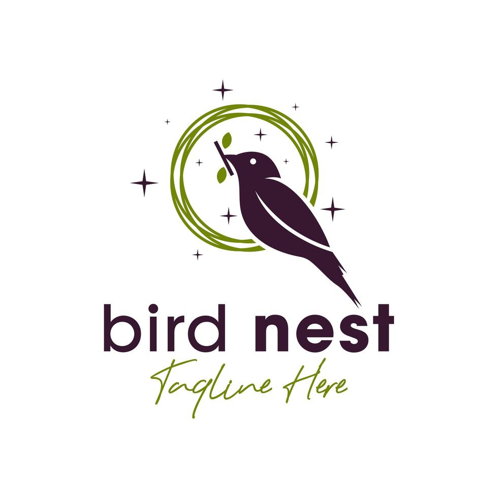 vogelnest inspiratie illustratie logo ontwerp vector
