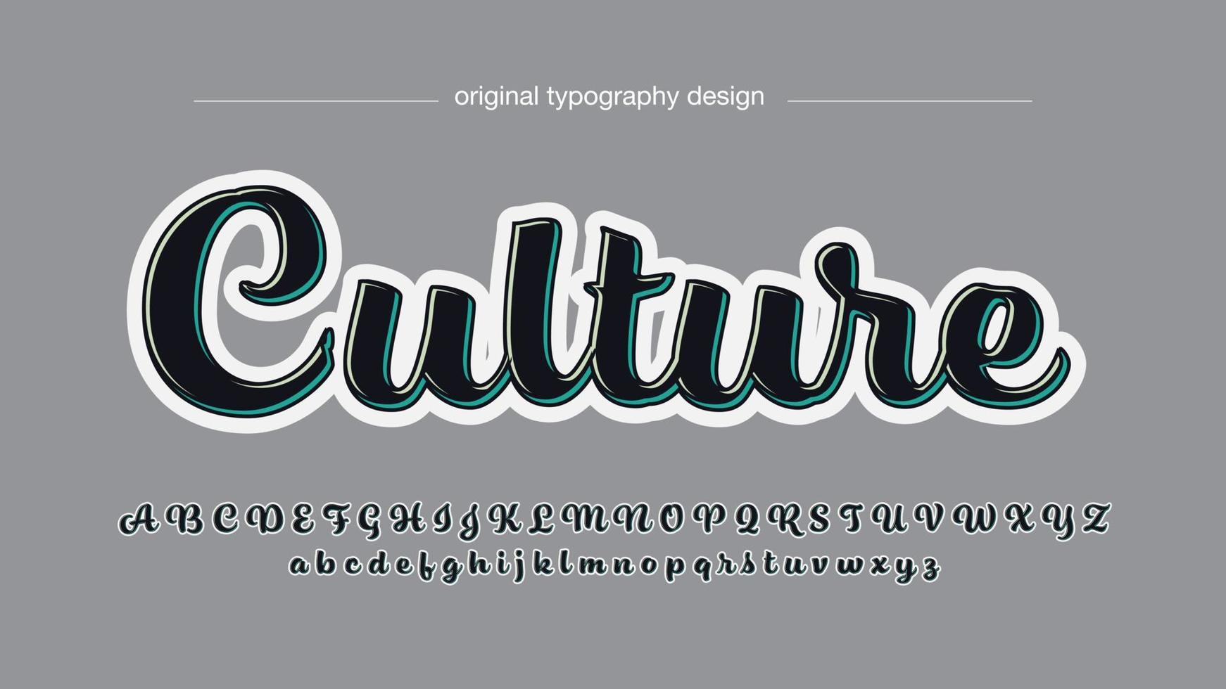 zwart-wit 3d cursief artistiek typografie lettertype vector