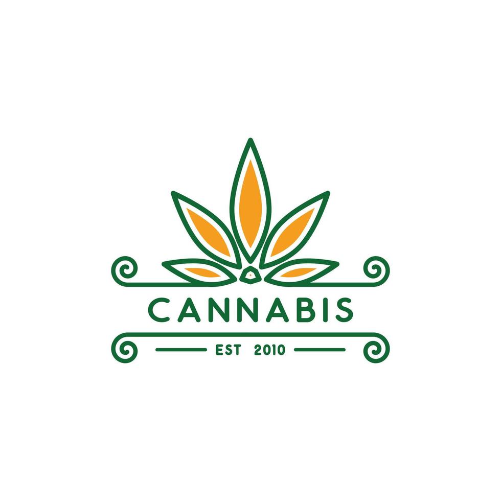 logosjabloon voor cannabisbedrijf. marihuanabladvormig logo in geometrische stijl. vector