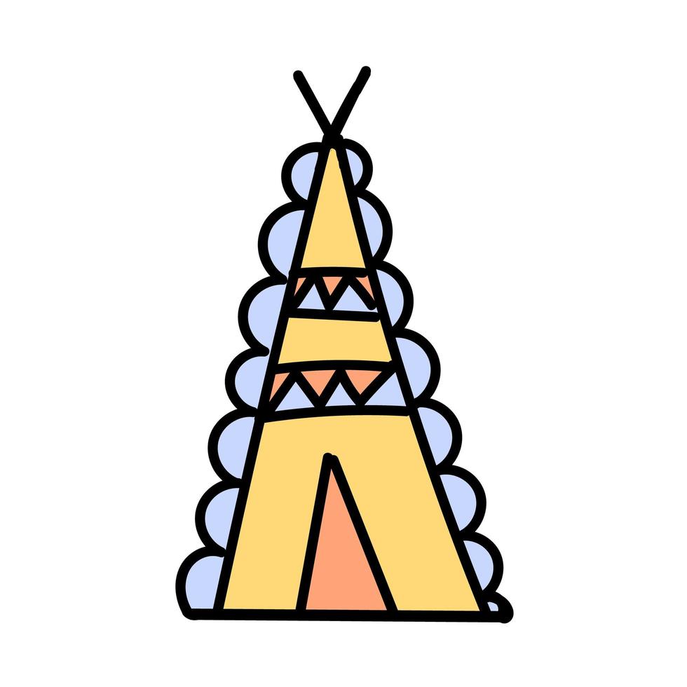 inheemse Indiase wigwam. boho kinderen vector illustratie