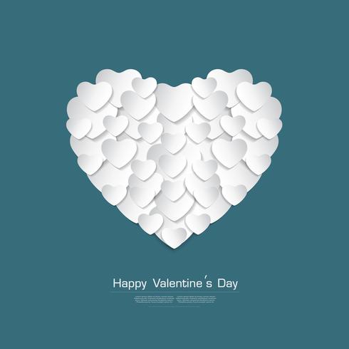 Happy Valentijnsdag wenskaart met witte breuk papier gesneden stype op groene achtergrond, vector Desgin