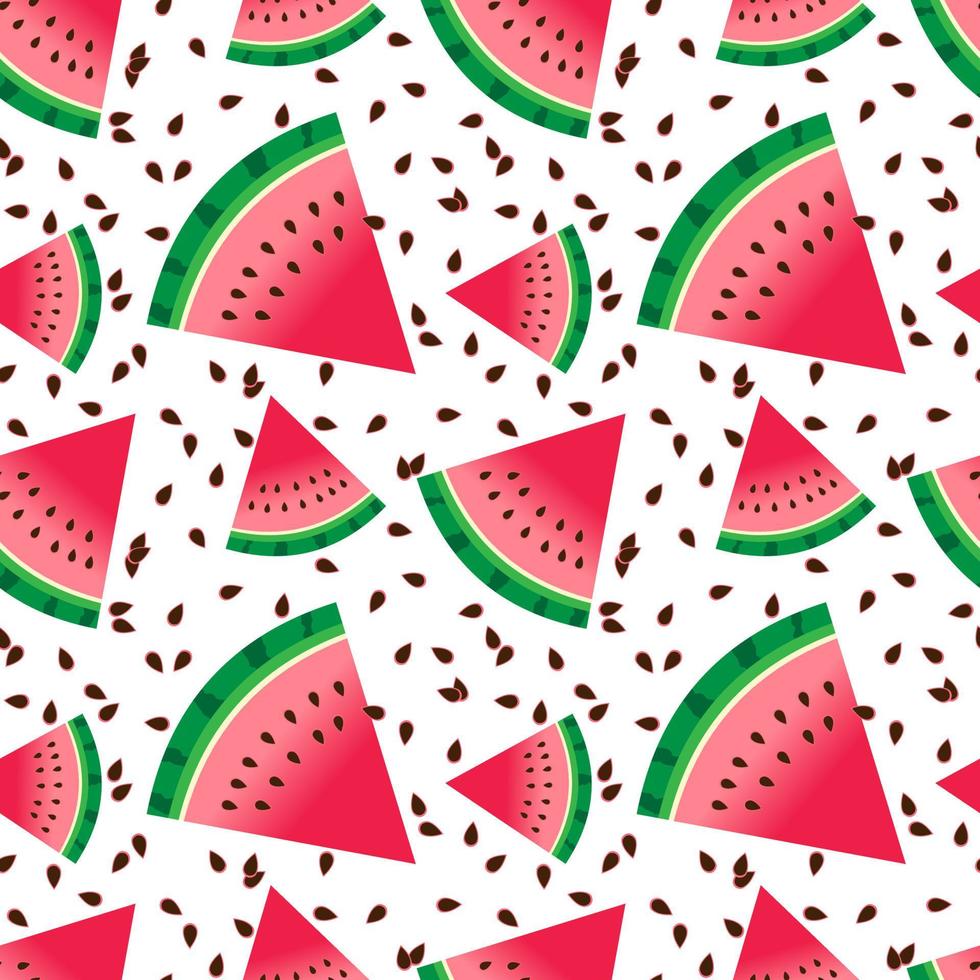 verse watermeloen segment vector naadloze patroon. watermeloen wig achtergrond. abstracte textuur voor verpakking, behang, textiel, folder. rijp fruit achtergrond.