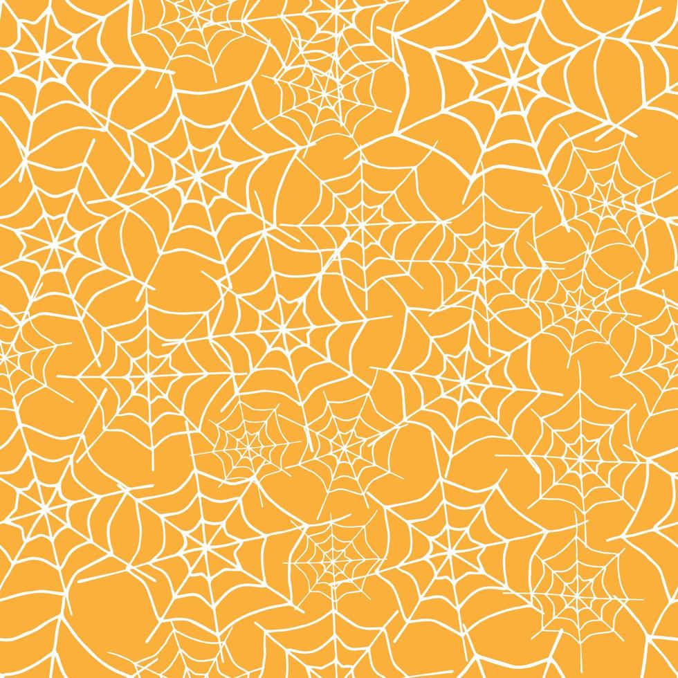 gelukkig halloween vector naadloos patroon. spinnenweb achtergrond. vakantie kleurrijke textuur voor verpakking, behang, textiel, scrapbooking. hand getekende vectorillustratie in doodle stijl.