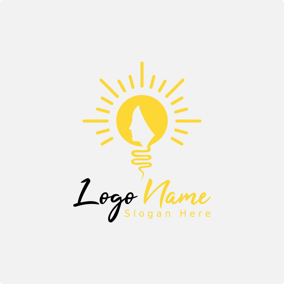 schoonheidssalon logo ontwerp met gloeilamp icoon vector