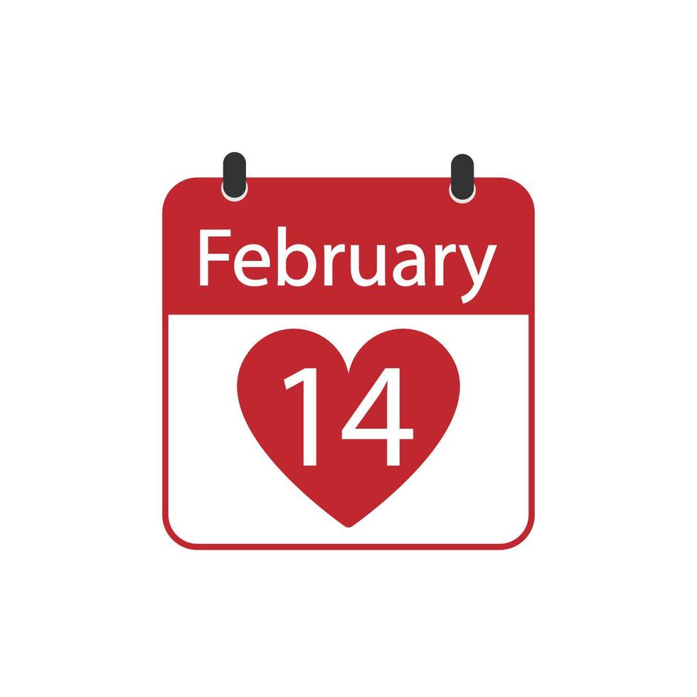 kalender 14 februari. valentijnsdag vakantie. plat ontwerp vector