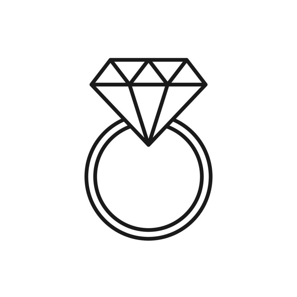 valentijnsdag diamanten ring plat pictogram vector