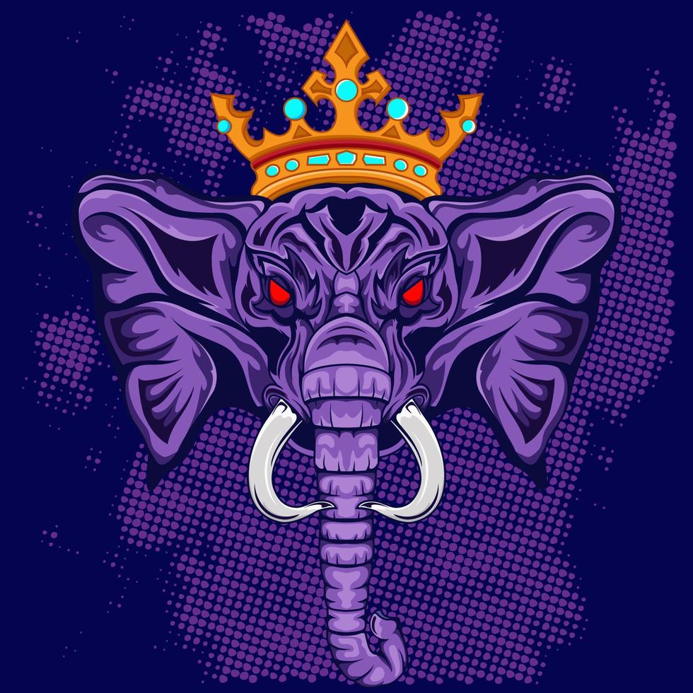 vectorillustratie koning olifant satan met kroon esport logo mascotte. vector