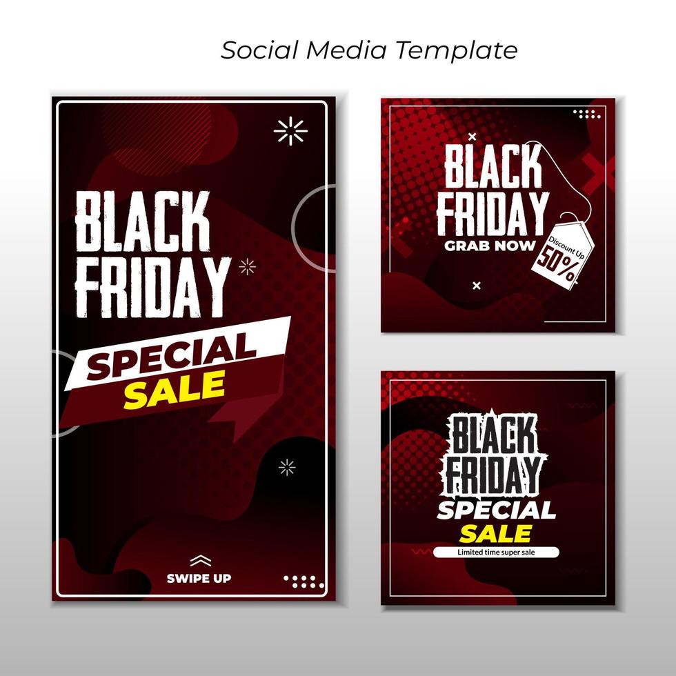 verhalen en feed social media ontwerp black friday sale bannersjabloon voor promotie op sociale media en website vector