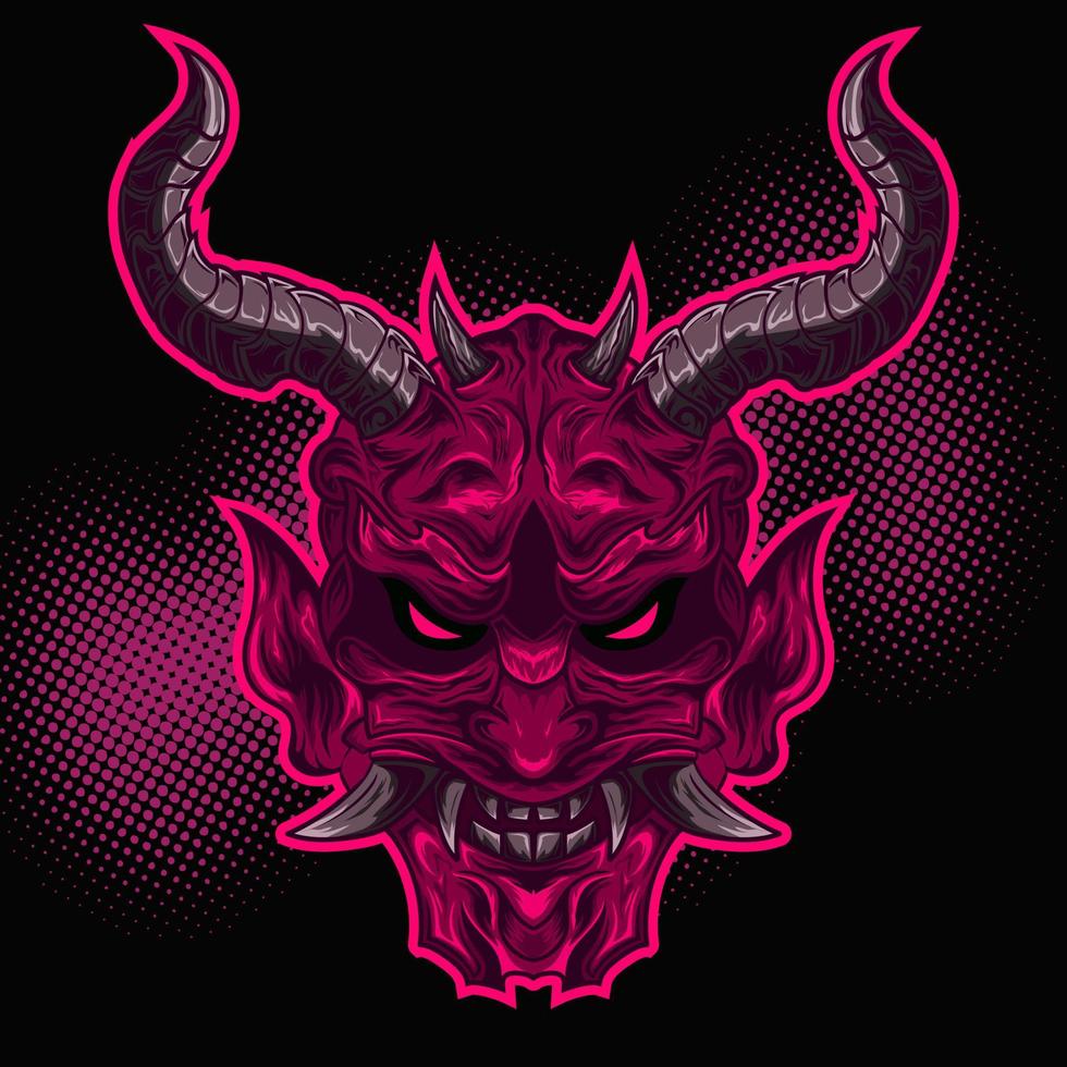 rode duivel illustratie oni hoorn demon vuur voor kleding element ontwerp vector