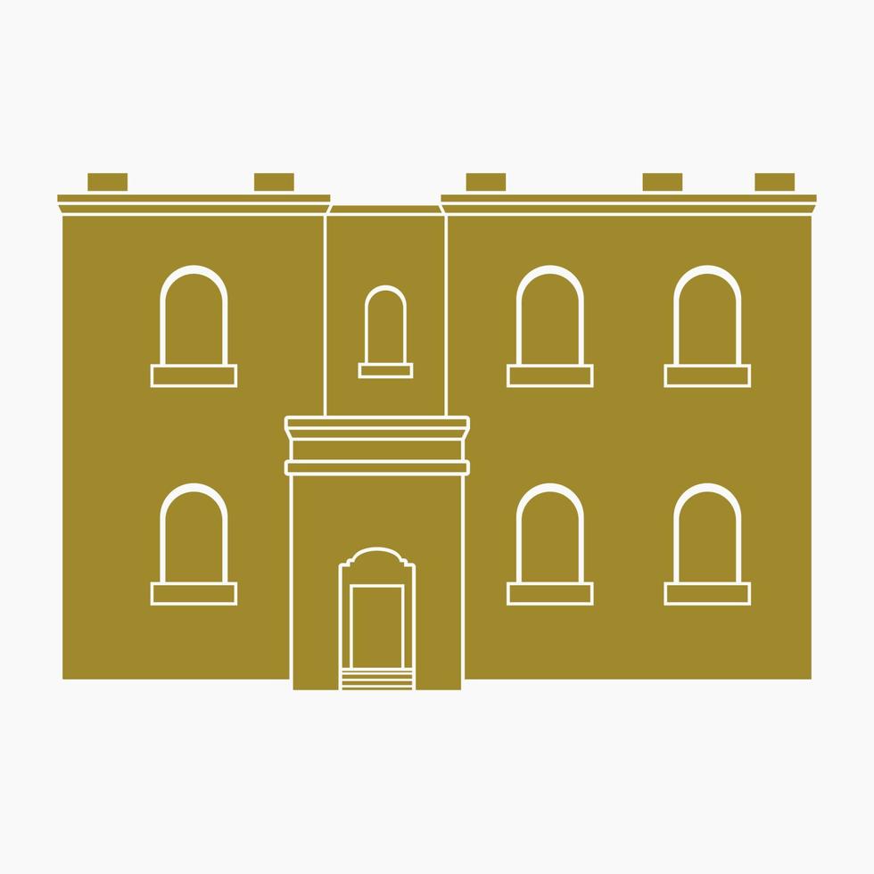 bewerkbare traditionele twee verdiepingen tellende Arabische huis vectorillustratie in vlakke zwart-wit stijl voor islamitische momenten of Midden-Oosten geschiedenis en cultuur gerelateerd ontwerp vector