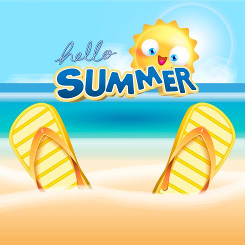 zomervakantie bij strand achtergrond illustratie vector