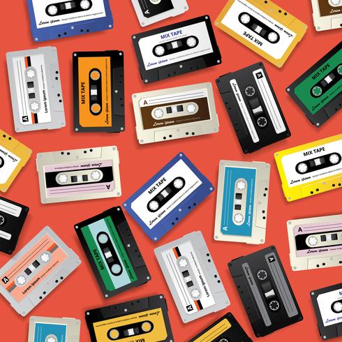 Vintage Retro Cassette Tape Patroon Ontwerpsjabloon Vectorillustratie vector