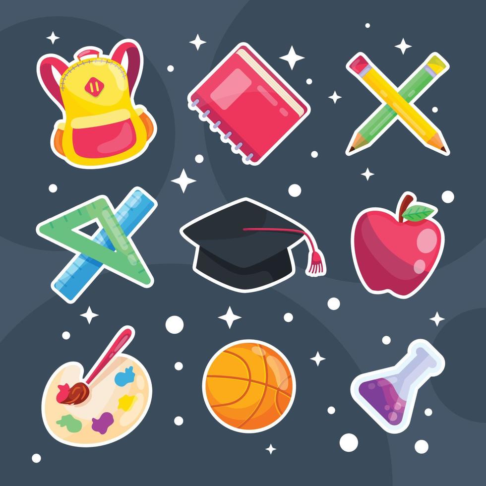 leuke set met items voor schoolstickers vector