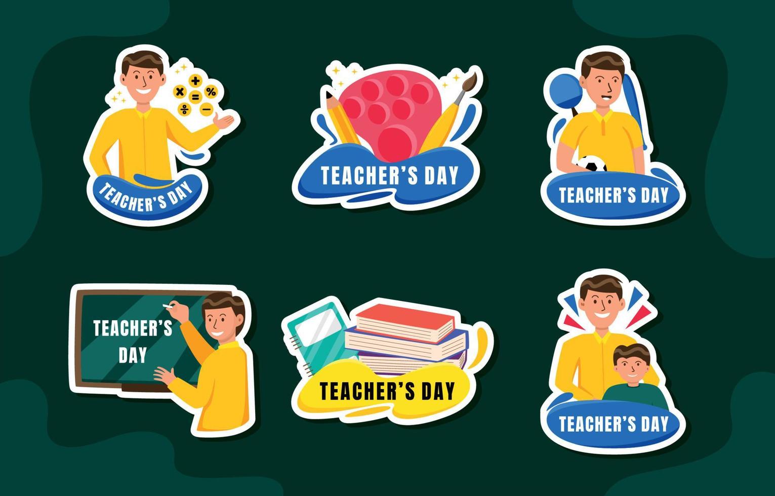 set lerarendag sticker vector