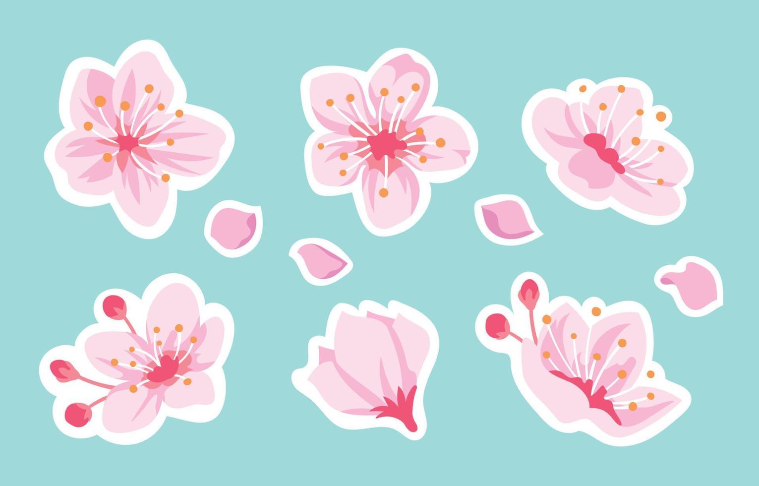 kersenbloesem bloem sticker collectie vector