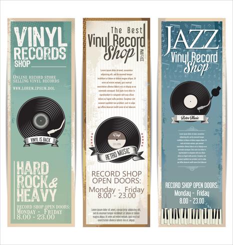 Vinyl platenwinkel retro grunge banner vector