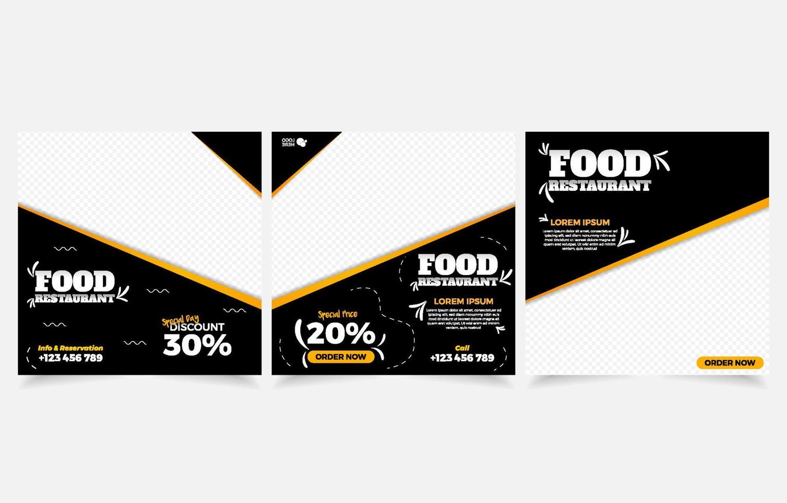 food restaurant set banner plantaardig voedsel sjabloonontwerp vector