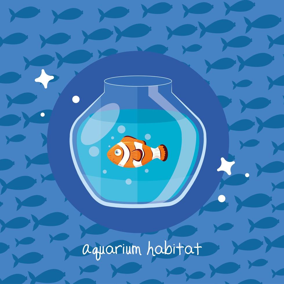 aquarium anemoonvis met water, aquarium marien huisdier vector