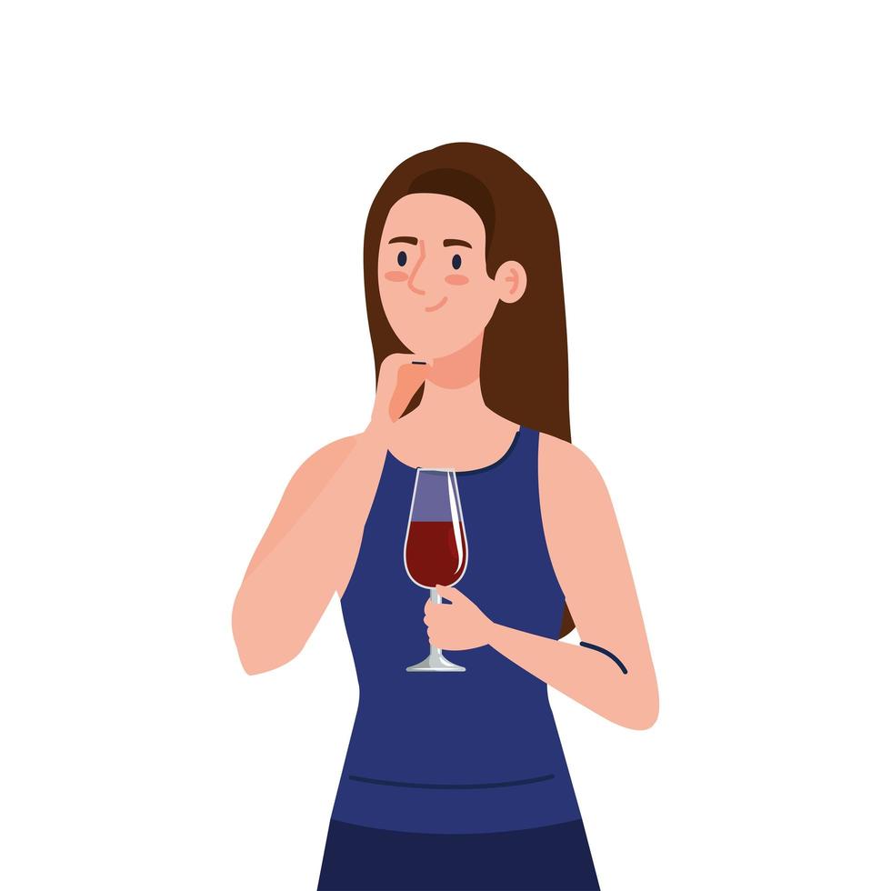 gelukkige vrouw met beker wijn, gezonde levensstijl, feest vieren vector