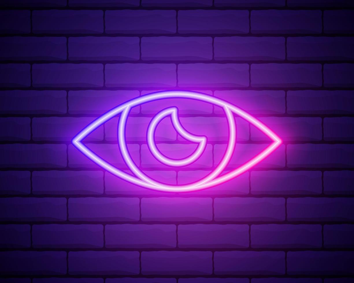 eyeneonney neon icoon. elementen van media, druk op set. eenvoudig pictogram voor websites, webdesign, mobiele app, info graphics geïsoleerd op bakstenen muur achtergrond. vector