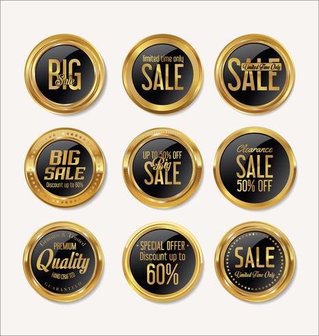 Luxe premium gouden insignes en labels vector