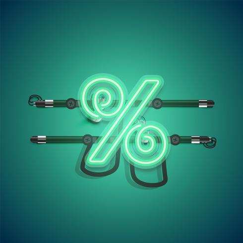 Realistische gloeiende groene neoncharcter, vectorillustratie vector