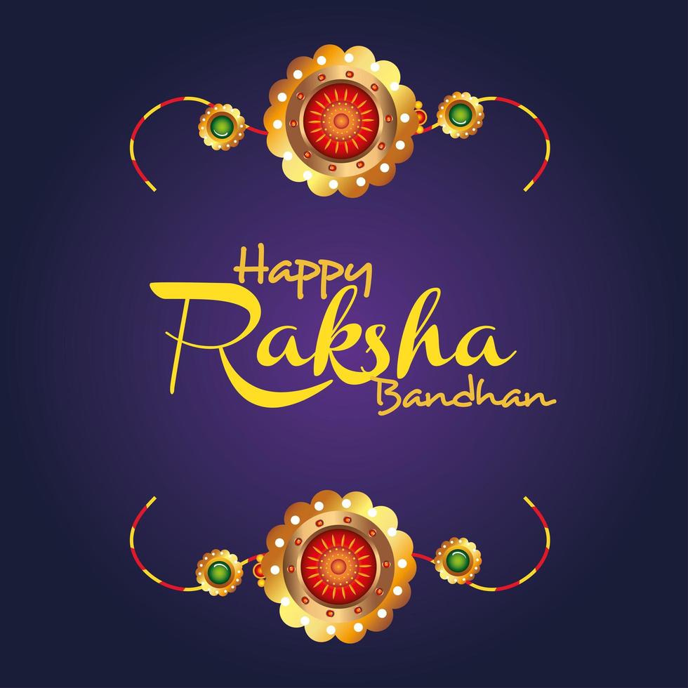 wenskaart met decoratieve set rakhi voor raksha bandhan, indisch festival voor broer en zus bonding viering, de bindende relatie vector