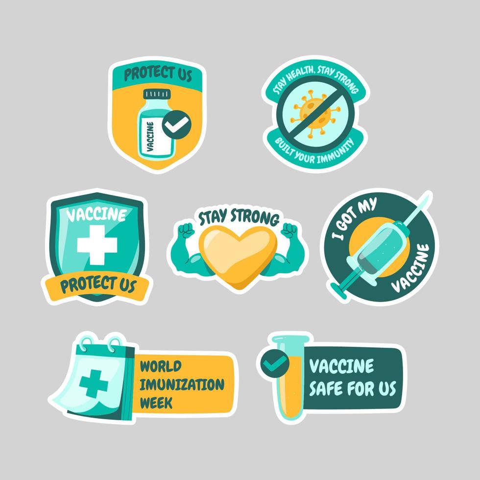 stickerpakket voor vaccinatieweek vector
