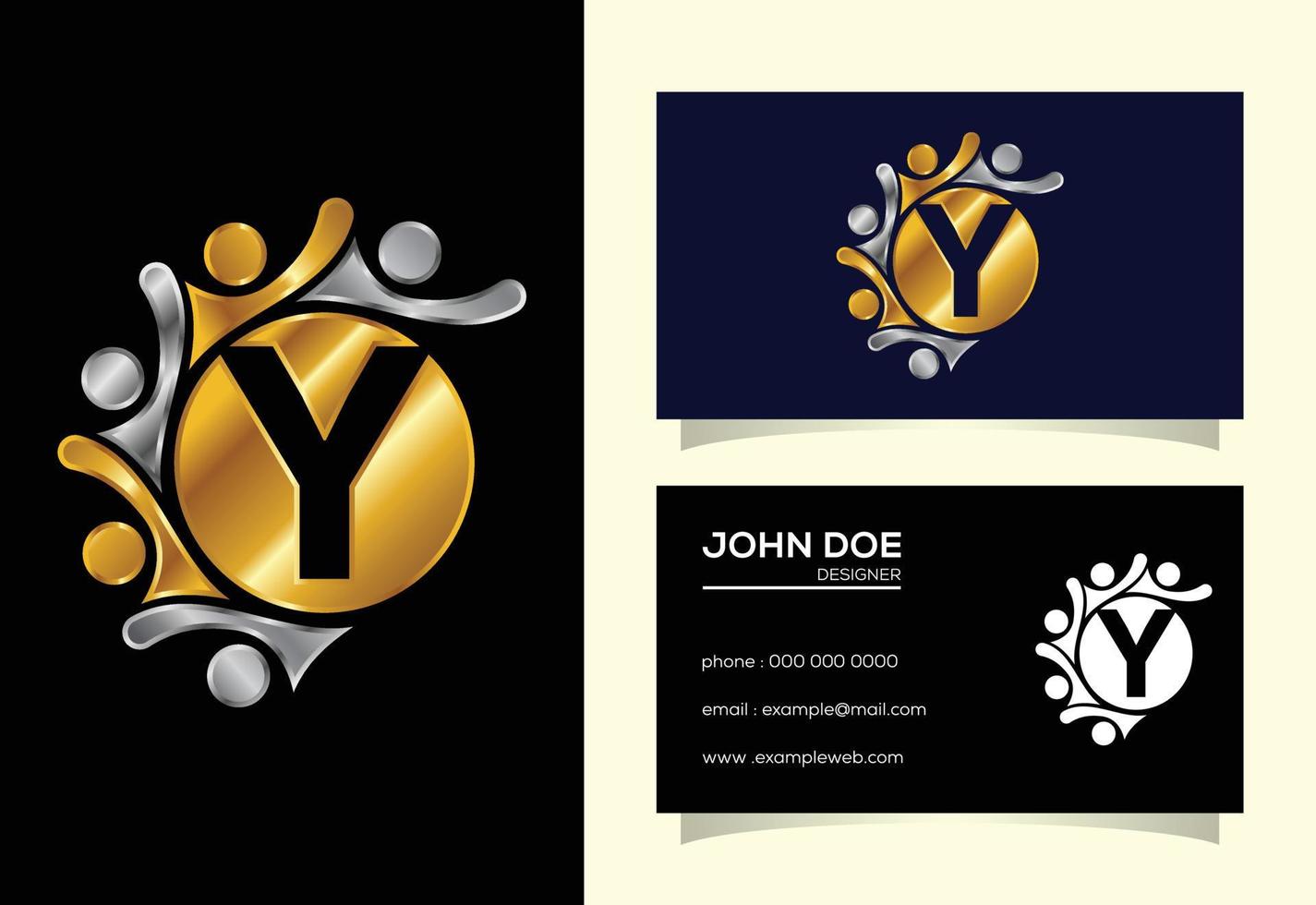 aanvankelijk y-monogramalfabet met verbindende mensen. team, samenwerking logo teken symbool. vector