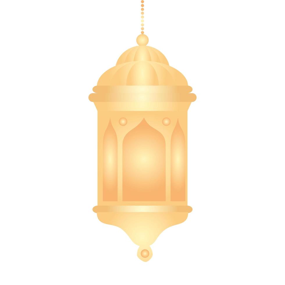 ramadan kareem lantaarn hangend, gouden lantaarn hangend op witte achtergrond vector