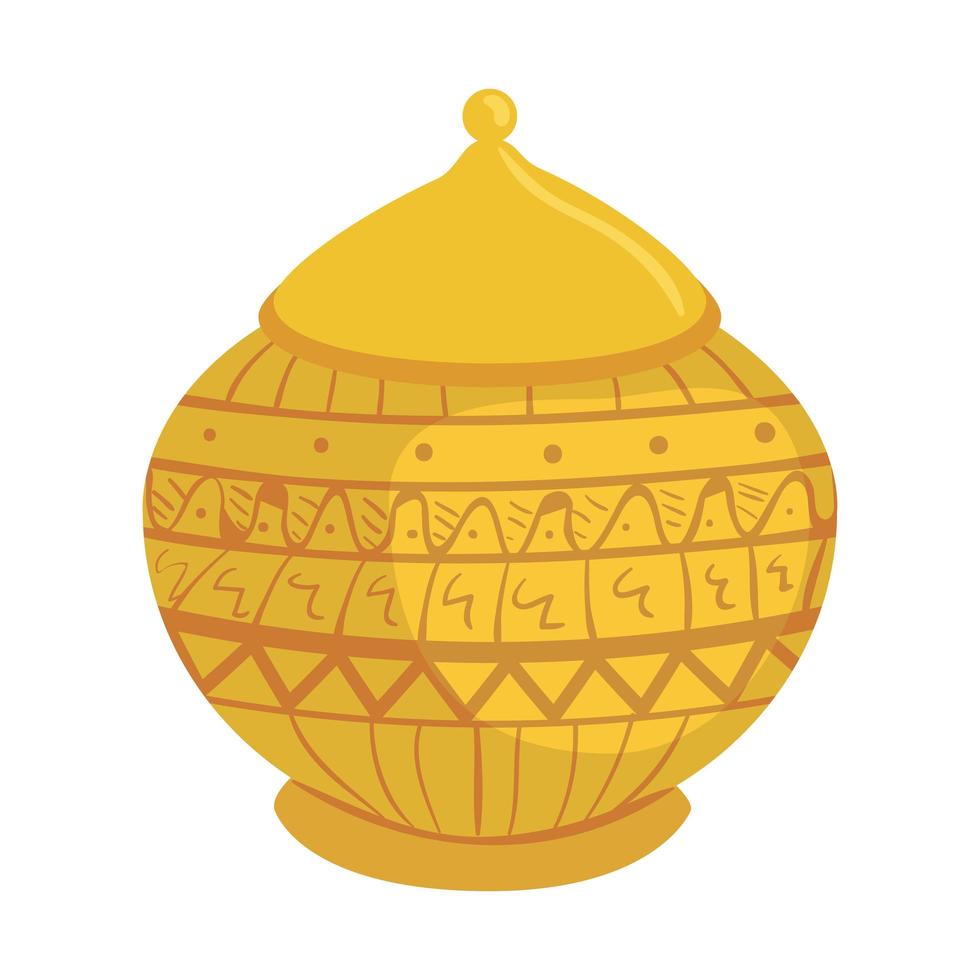 gouden Arabische pot, Arabisch cultureel erfgoed op witte achtergrond vector