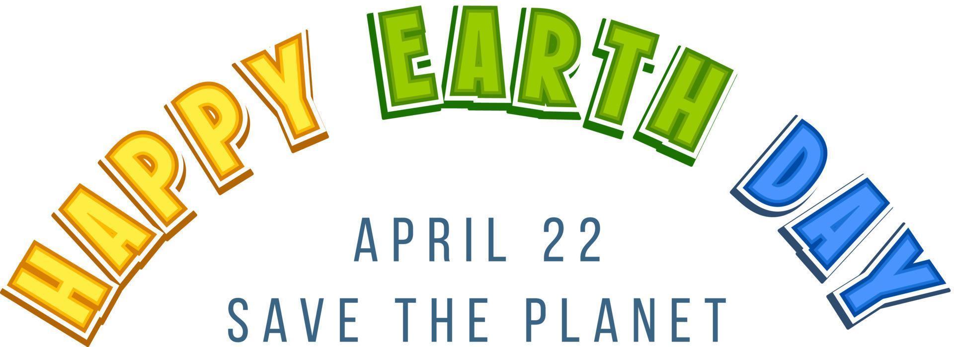 happy earth day typografie logo ontwerp vector