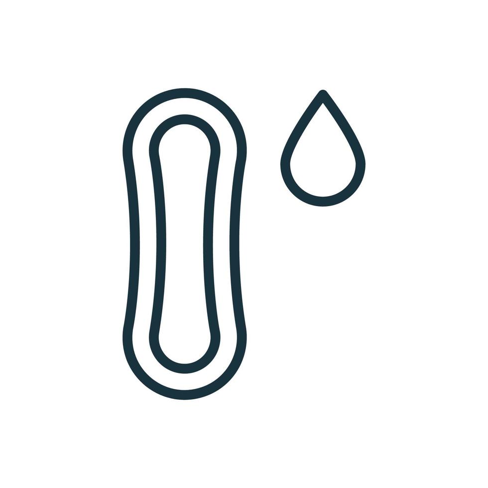 vrouwelijke hygiënische maandverbandproducten voor menstruatie. hygiënisch menstruatieblok met lineair pictogram voor bloeddruppels. vrouw maandverband. menstruatie periode pad icoon. vectorillustratie. vector