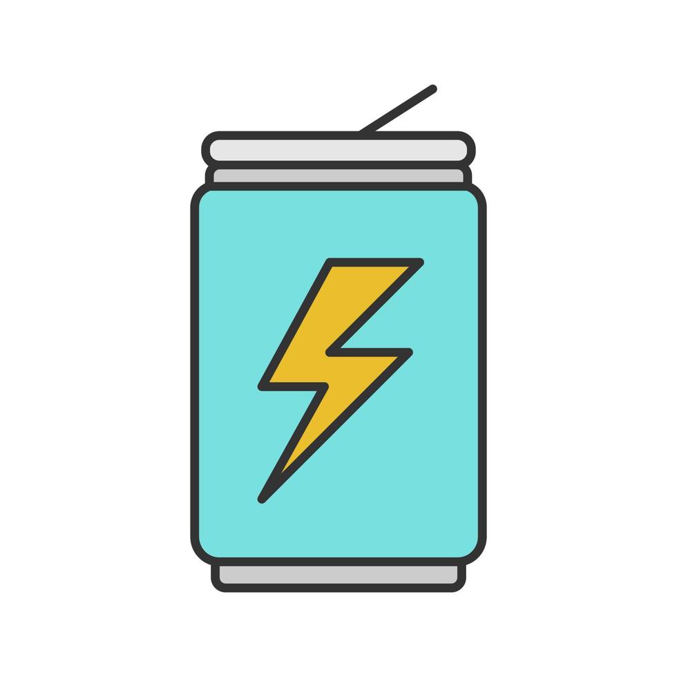 energiedrank kan kleurenpictogram. aluminium blikje met drank. geïsoleerde vectorillustratie vector