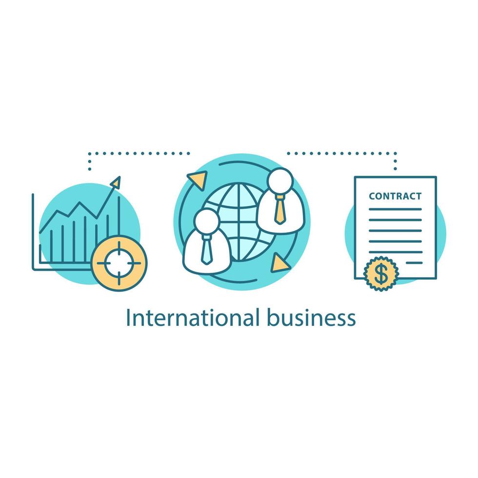 internationale business concept icoon. wereldwijde handel idee dunne lijn illustratie. internationale betrekkingen en samenwerking. vector geïsoleerde overzichtstekening