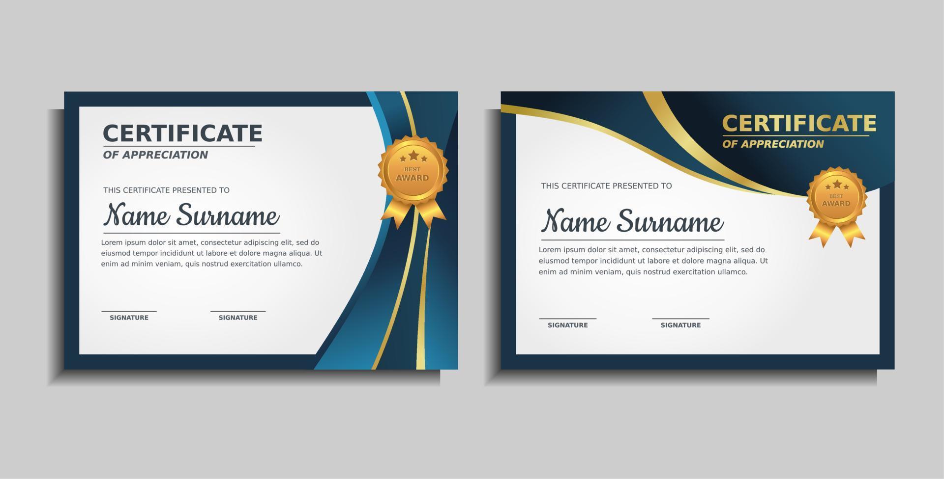 prestatie award certificaat ontwerpsjabloon vector