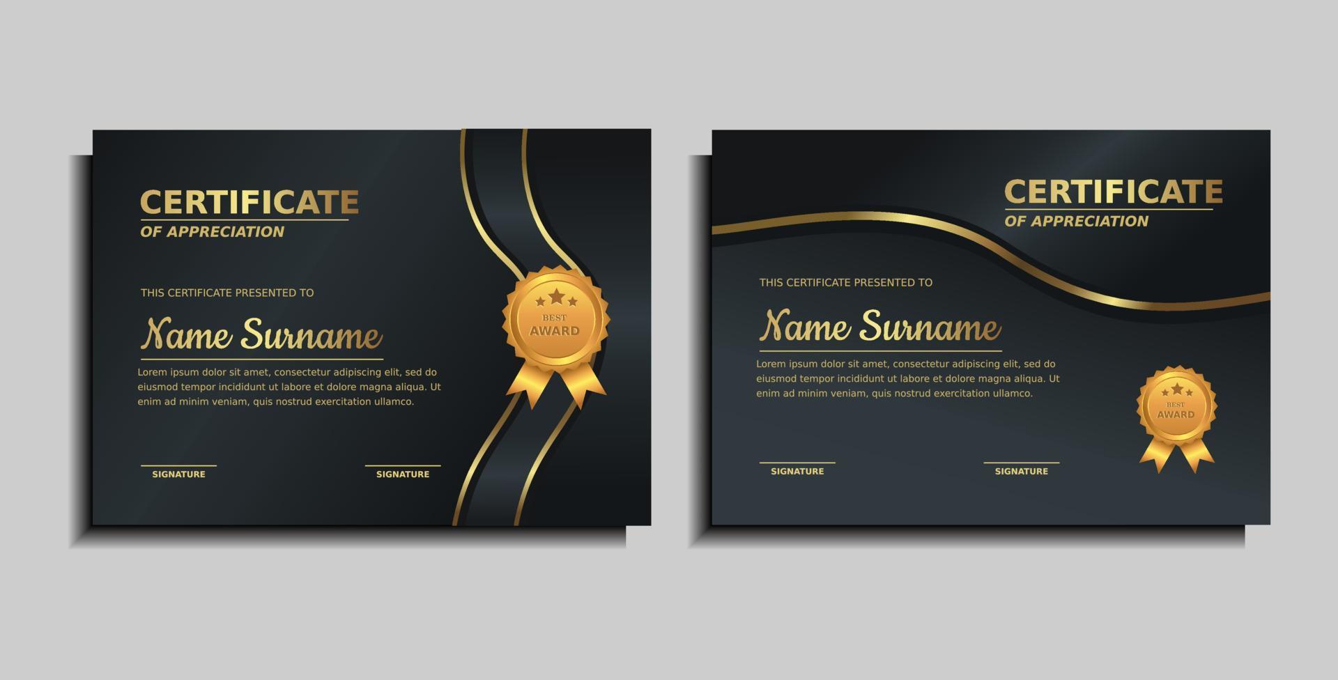 prestatie award certificaat ontwerpsjabloon vector