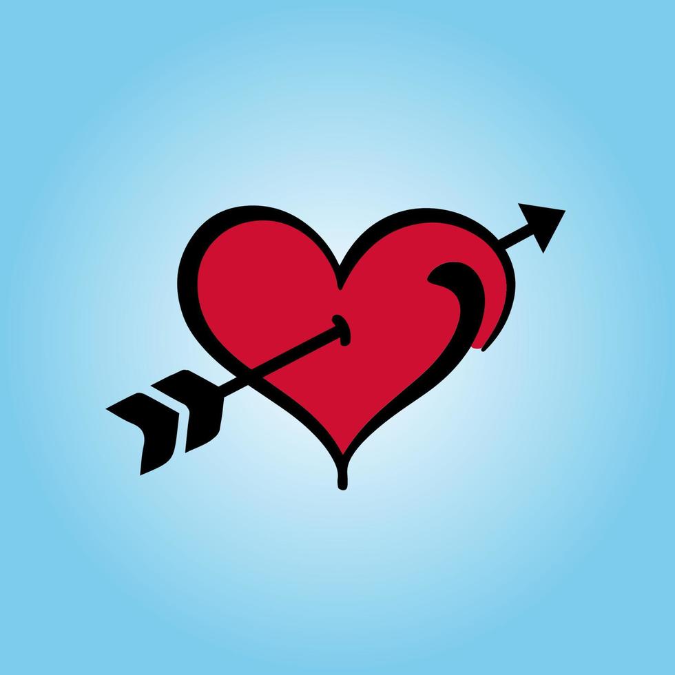 rood hart doorboord door pijlontwerp. hart vector illustratie