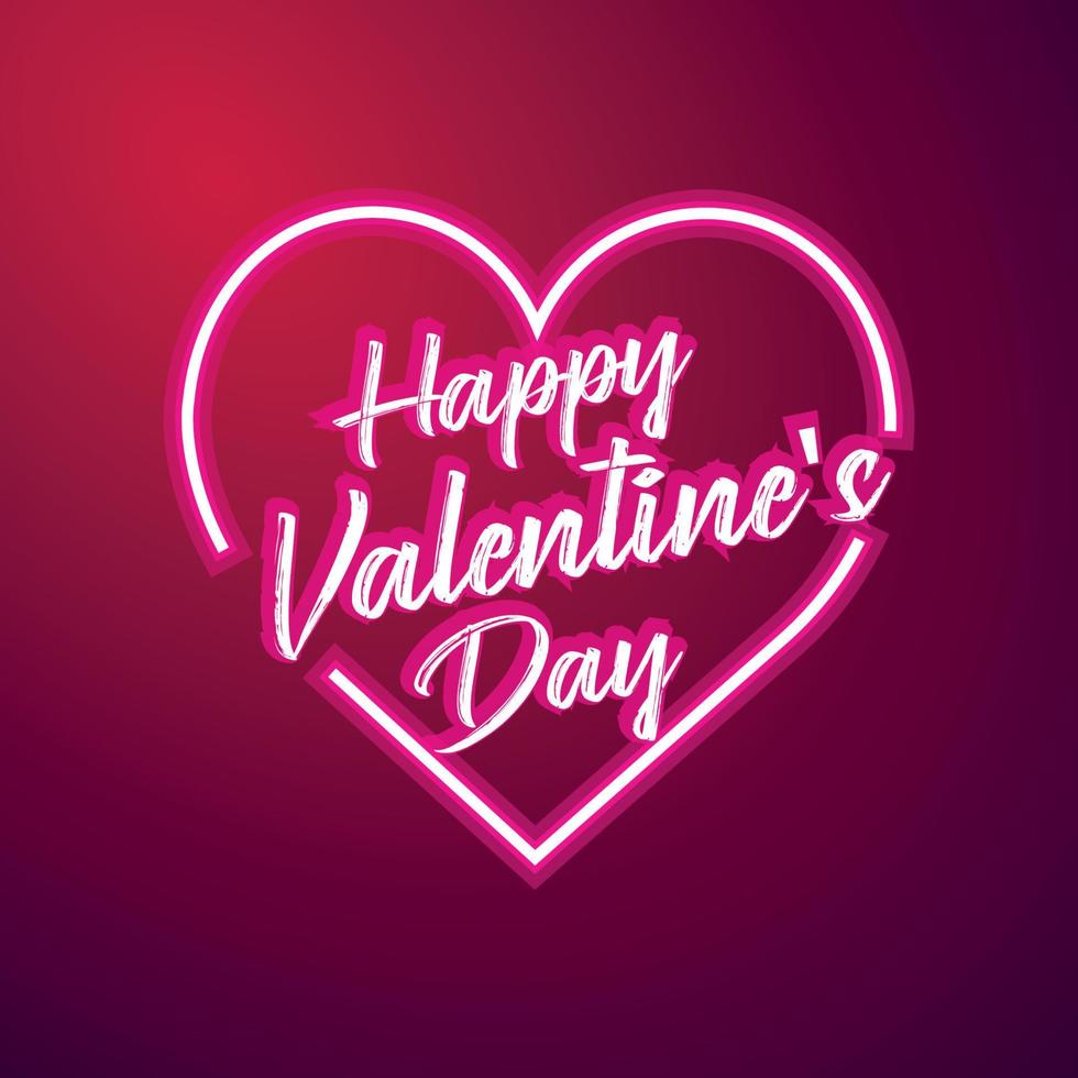 happy Valentijnsdag neon teksteffect met hartjes vector