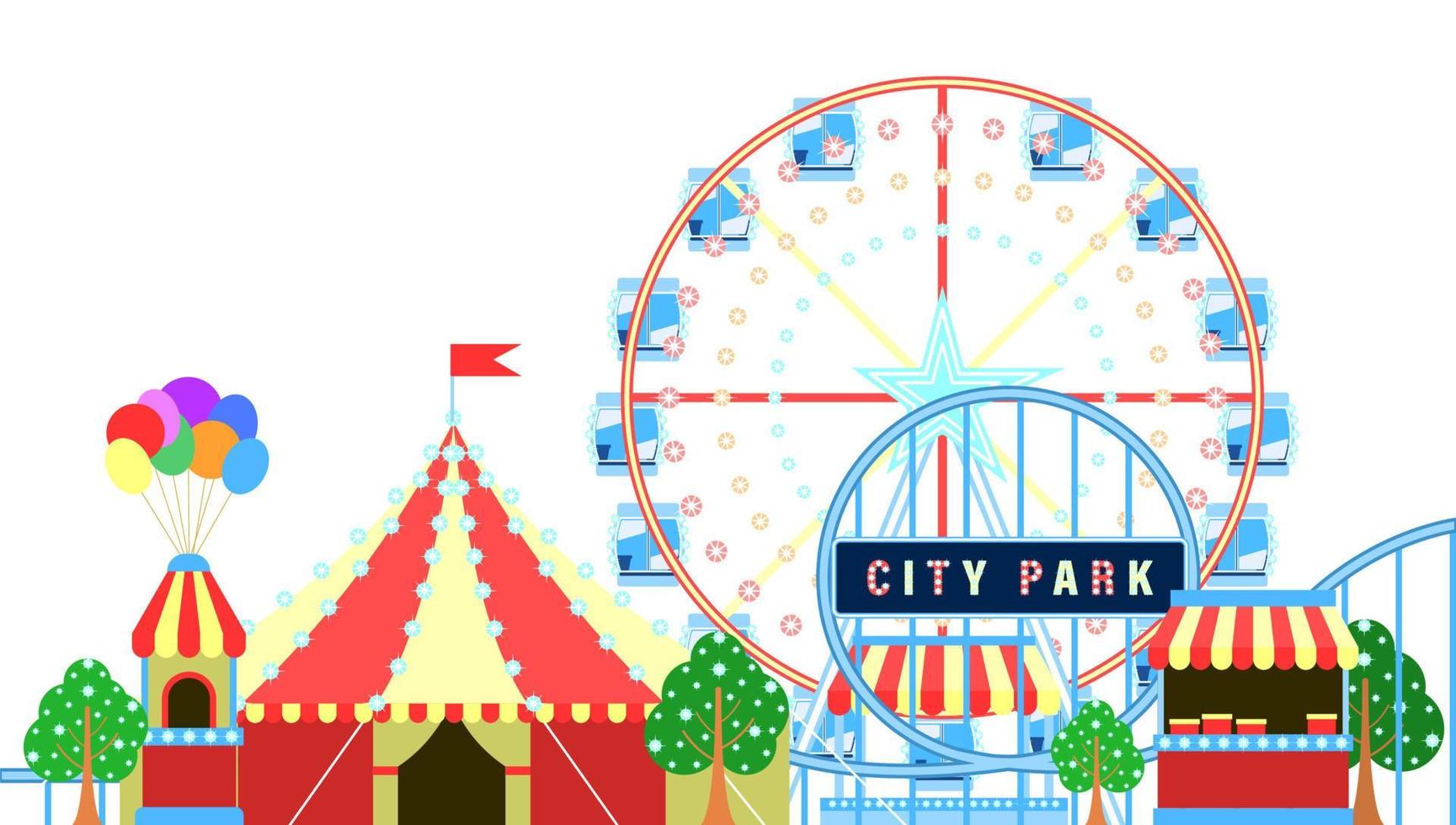 pretpark stad object cartoon geïsoleerde witte achtergrond vector