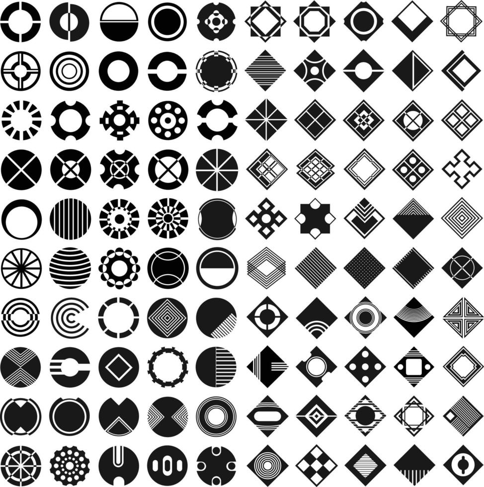 100 creatieve geometrische logo-ontwerpvormen voor web- en grafische ontwerpen vector