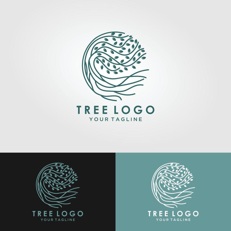 wortel van de boom logo afbeelding. vector silhouet van een boom, abstracte levendige boom logo ontwerp, wortel vector - levensboom logo ontwerp inspiratie geïsoleerd op een witte achtergrond.