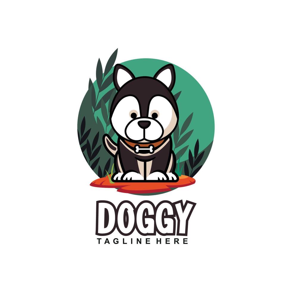 schattige kawaii puppy hond mascotte cartoon logo ontwerp pictogram illustratie karakter hand getrokken. geschikt voor elke categorie van bedrijven, bedrijven, merken zoals dierenwinkels of dierenwinkels, speelgoed, eten en nog veel meer vector